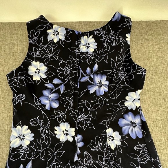 Dressbarn Floral Maxi Dress Sleeveless Polyester Blue Size 4 Round Neck Zip Clos - Picture 8 of 11